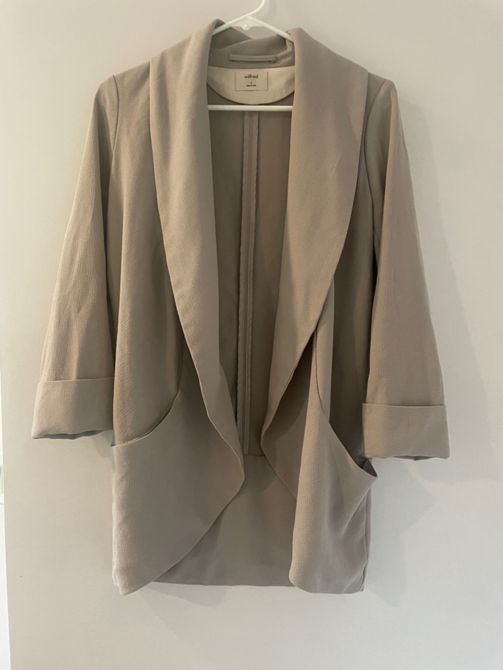 Wilfred Taupe Draped Open-Front Blazer